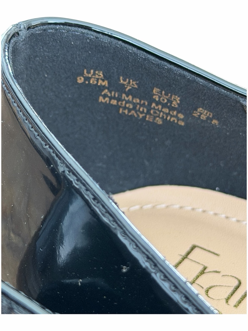 Franco Sarto Black Patent Pointed Flats with Gold Buckle Accent - Picture 6 of 7